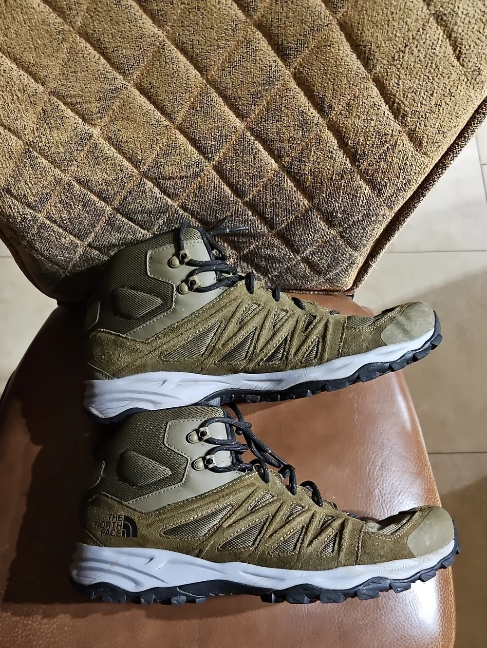 The North Face Truckee Mid Hiking Trail Boots Shoes Lace Up Olive Green Gray